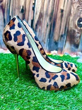 Steve Madden Leopard Print Fur Stiletto Pumps - Brown/Black